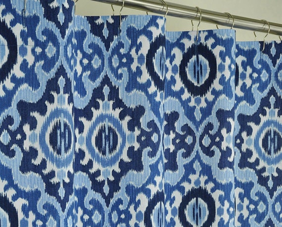 84 Long Blue Ikat Shower Curtain - 72 x 84 LONG
