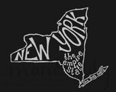 New York the Empire State (and the Big Apple) - Black Background - 8x10 Illustrated Print by Mandipidy
