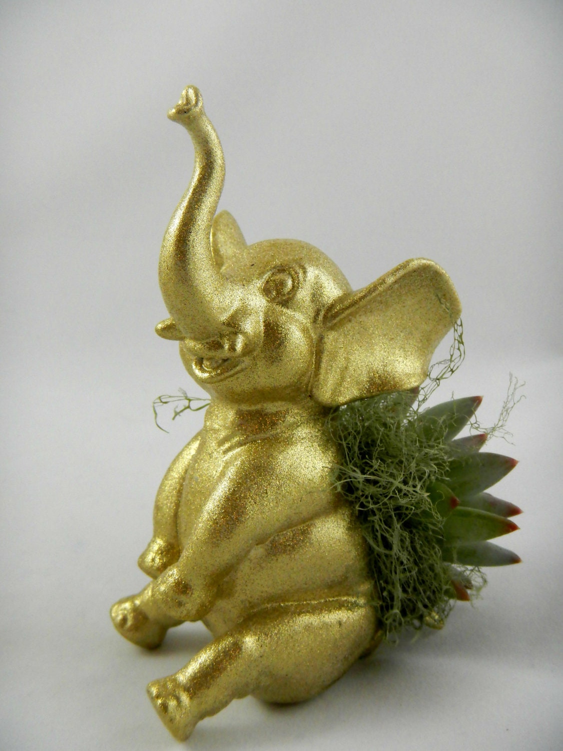 Gold Glitter Elephant Planter Mini Modern Art by CoastalMoss