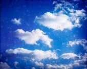Cloud Photography - night sky blue nursery stars white - nursery photography baby boy - childrens room wall art - 8x10 Photo, "Sweet Dreams"