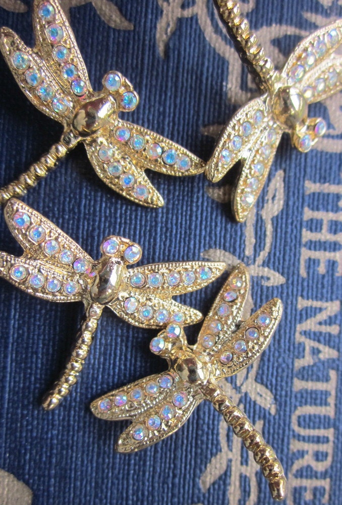 Irresistible Vintage Dragonfly With Rhinestones