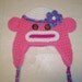 READY TO SHIP - 6 to 12 Month - Pink Sock Monkey Crocheted Hat