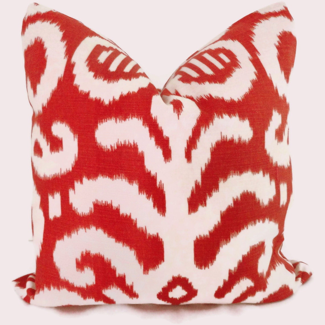 Duralee Red Ikat Decorative Pillow Cover, Throw Pillow, Christmas Pillow, Accent Pillow