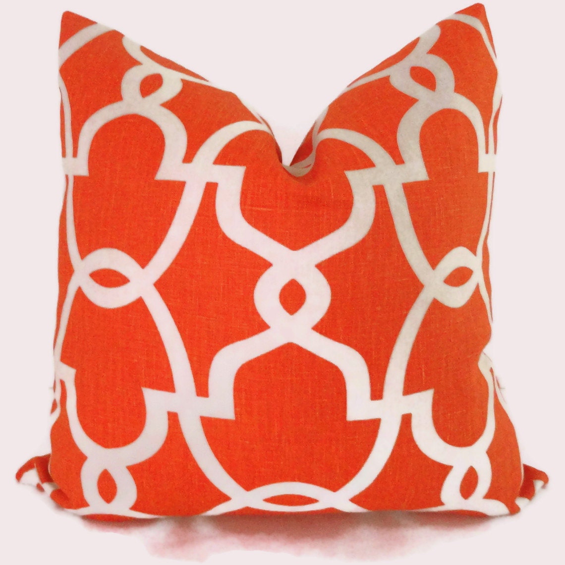 Orange Linen Trellis Decorative Pillow Cover, Accent Pillow, Throw Pillow, Pillow Cover