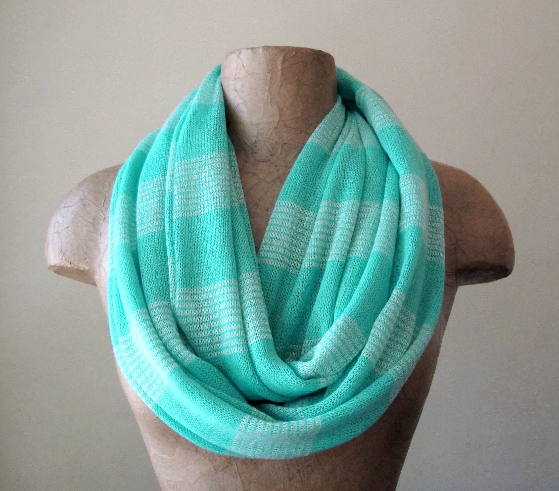 Aqua Blue Sweater Scarf - Lightweight Knit Circle Scarf - Mint Blue Infinity Scarf, Loop Scarf, Eternity Scarf
