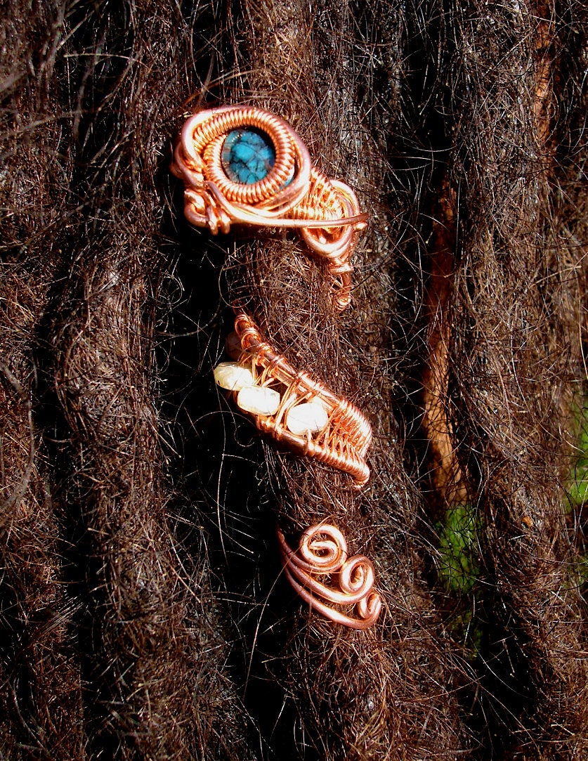 Copper Wrapped // Turquoise // Mexican Fire Opal // Wire Dread Wrap