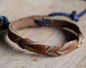 Leather Paniolo Cuff Bracelet - Chestnut & Navy - 7-8"