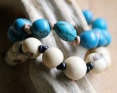 Tagua Nut Knotted Leather  Bracelet - Black and Natural