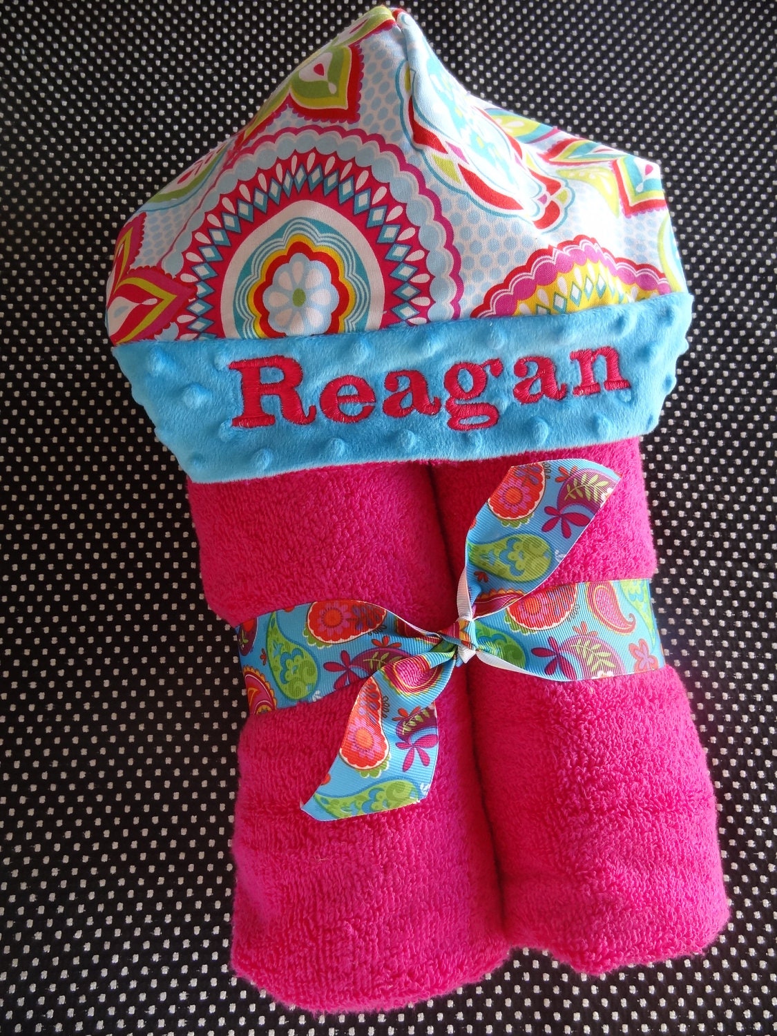 Sunny Flowers Hooded Towel with Name Embroidery Included
