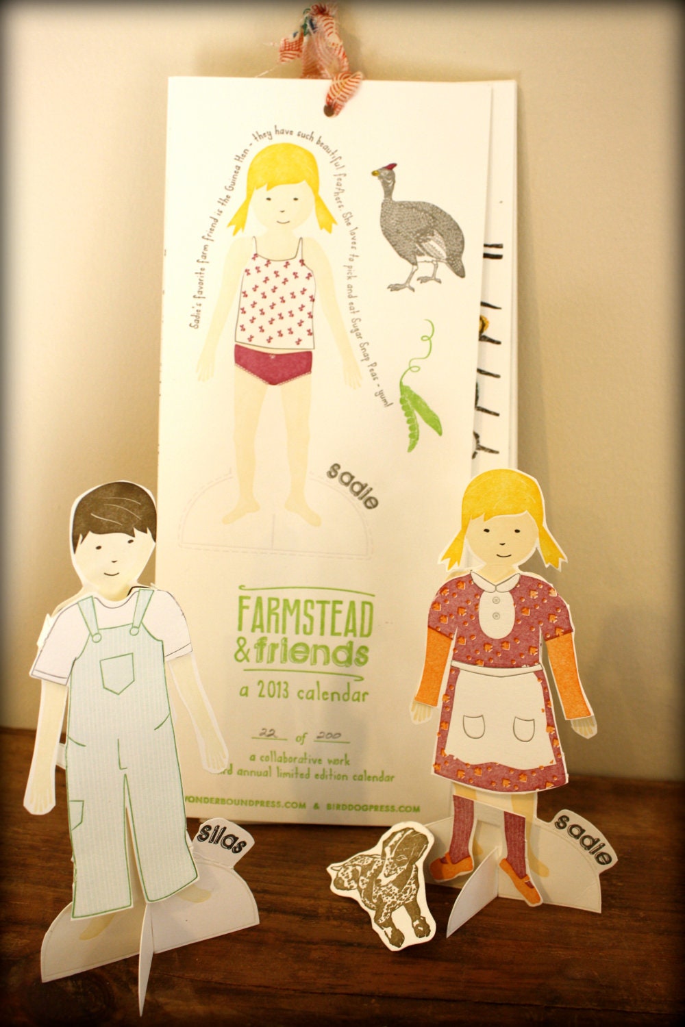 SALE - 2013 Letterpress and Woodcut Farmstead & Friends Paper Doll Calendar