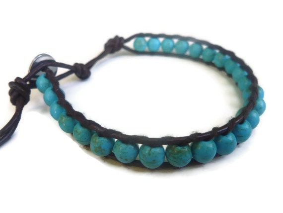 Chan luu inspired beaded leather wrap bracelet .Wrap stone bracelet.