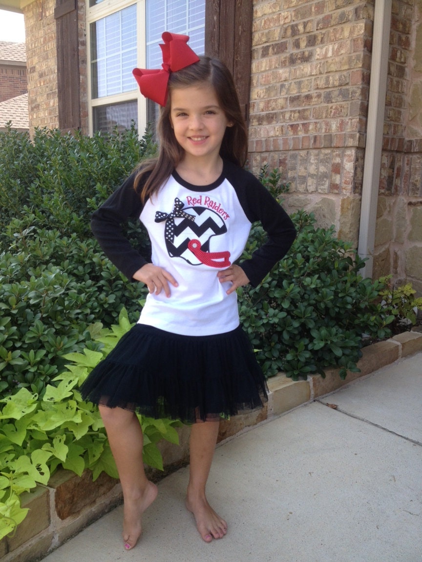 Texas Tech Football Applique Raglan Tee or Dress - Any Team