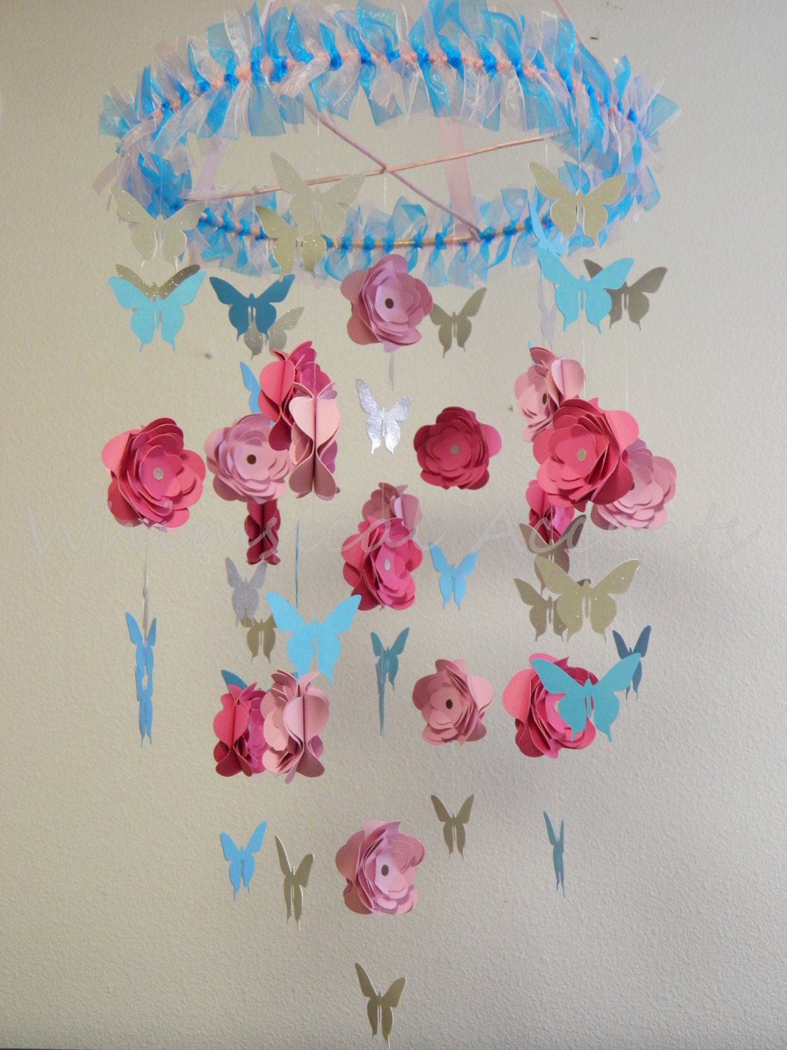 Cherry Blossom and  Butterfly Baby Paper Mobile