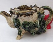 Vintage Conch Shell Tea Set - Teapot, Creamer, Sugar, Salt and Pepper - No Reproduction