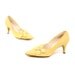 Vintage 1960's Pale Yellow Baby Doll MOD Flower High Heal Shoes 8 NOS