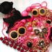 Destash Assorted Vintage Kitsch Gold Pink Black Charms Pendants Deer 80s Cabochons Buttons Beads
