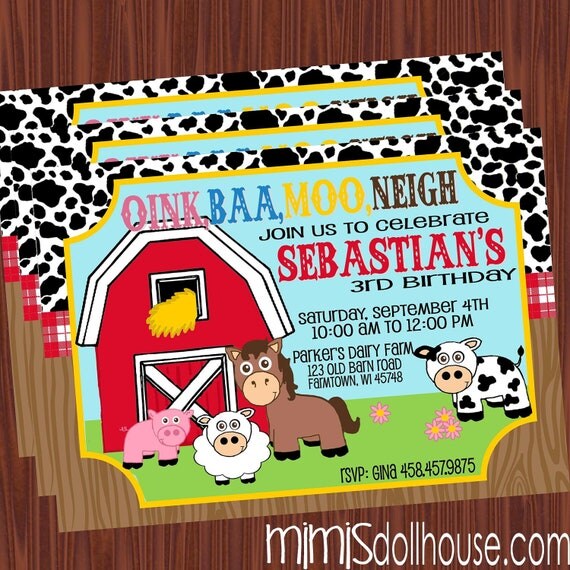 Farm Party Invitation-Barnyard Birthday Invitation- Farm Animal Invitation PDF/JPEG Il_570xn