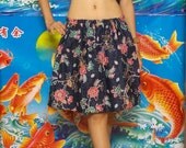 My Cute Mini Skirt - Thai Batik Dark Gray - Cotton, Free size.