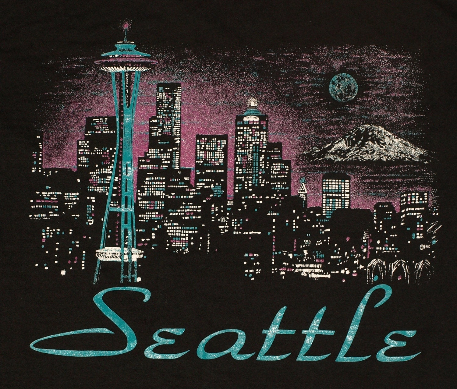 Vintage 1980s Seattle Washington Skyline Space Needle T-Shirt Tee Shirt