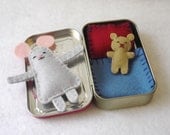 Custom Wee Mouse in Altoids Tin House - felt plush mouse in tin - you choose colors -  made to order - EarthyMamaGoods