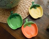 Set of Three Vintage Ceramic Apple Nut Dishes in 1970s Colours Made in Japan
