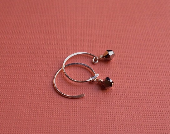 Tiny Silver Crystal Earrings