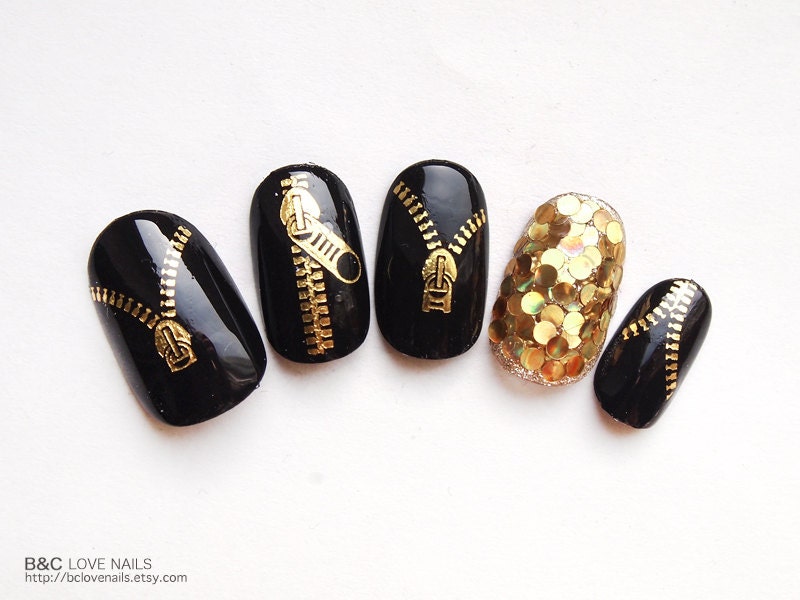 Rock Style Fake Nail Set - " Zippy Zap Zap "