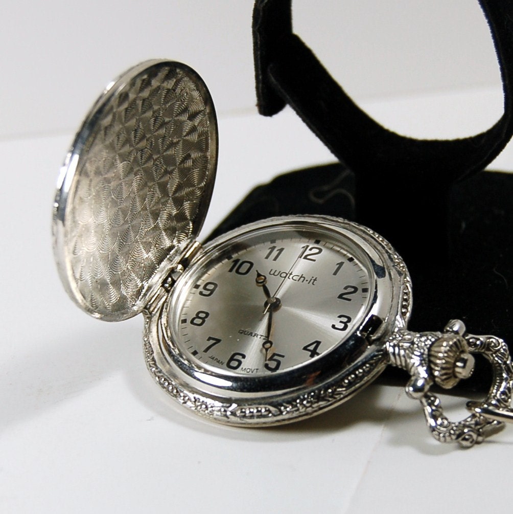 Ornate Vintage Train Quartz Pocket Watch by by CircaDesign on Etsy