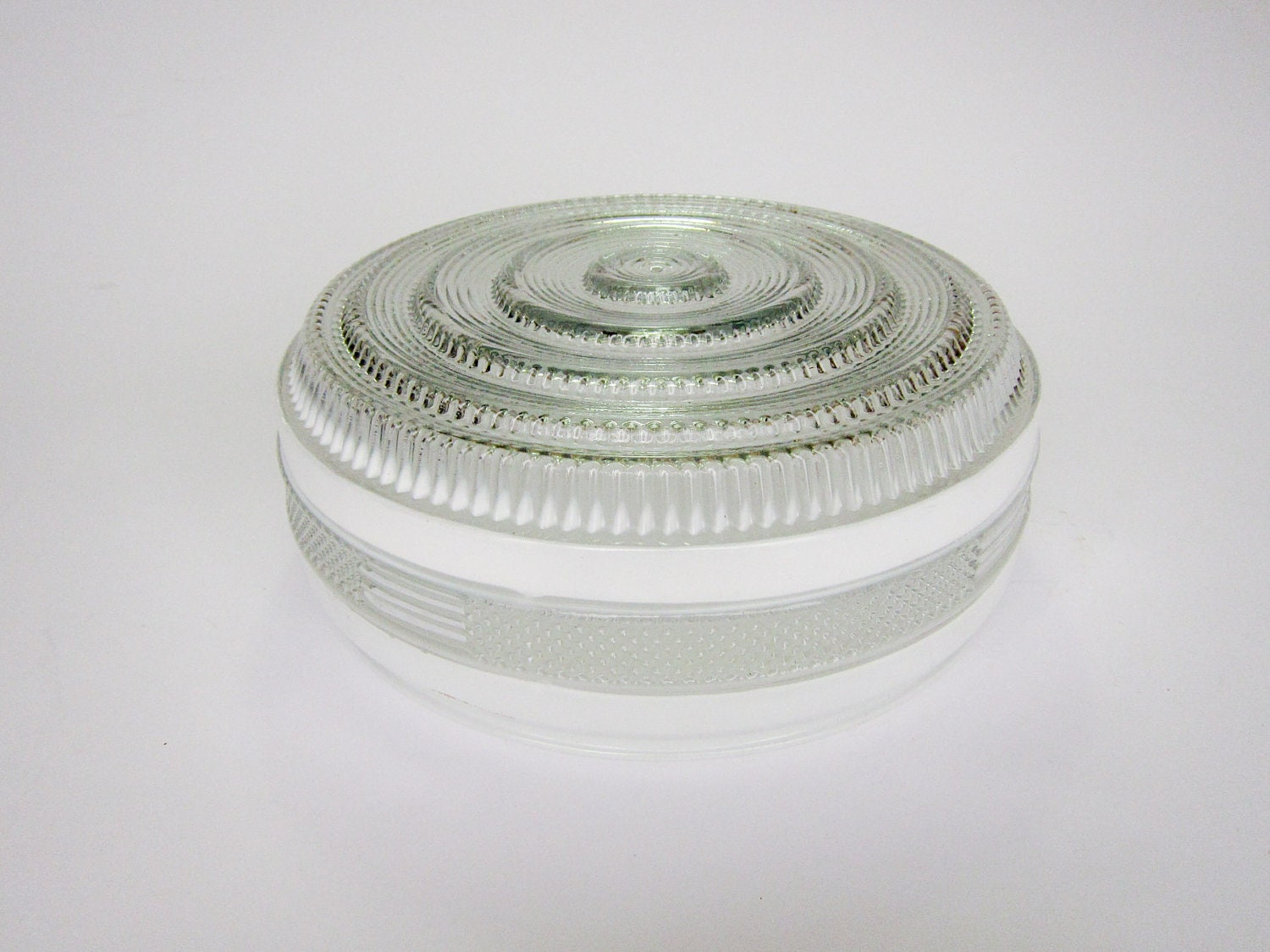 Vintage Glass Light Fixture Shade with White 9.75" Round