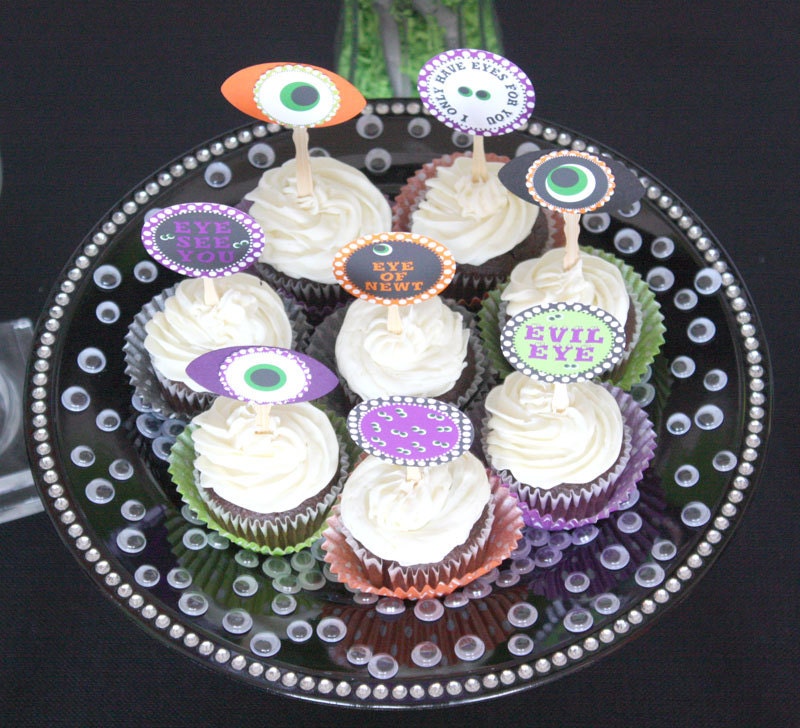 Eye See You Halloween Birthday Party Circles Cupcake Toppers PRINTABLE Il_570xn