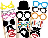 Wedding Photo Booth Props - 20 Piece Photobooth Props set - Birthday Photo Props