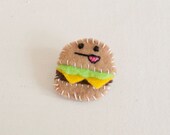Burger Silly Face Funny Pin