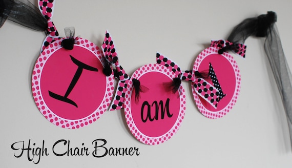 TUTUS High Chair BANNER - PINK and Black Polka - Zebra - Ballet Party - 1st birthday Il_570xn