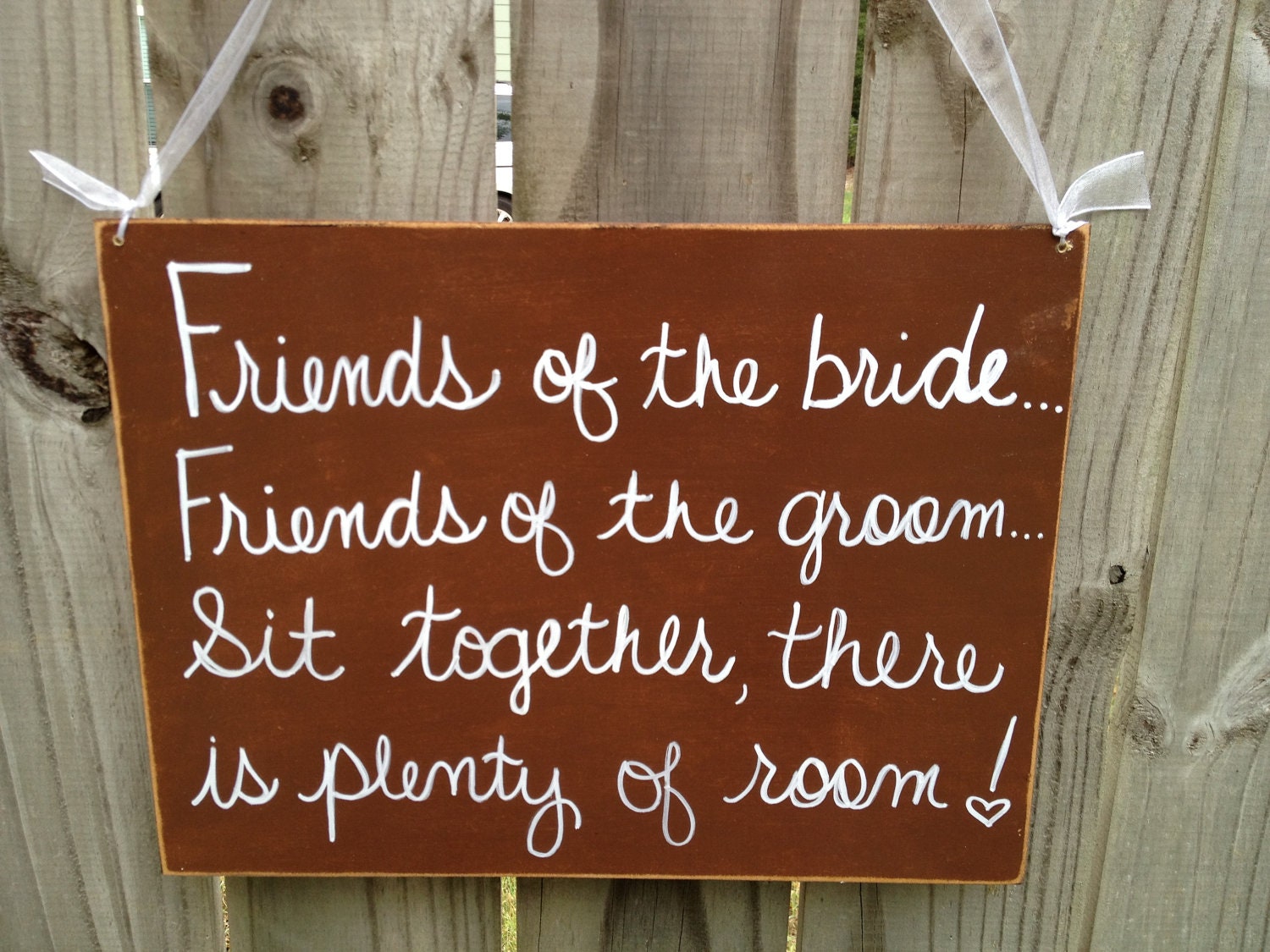 Rustic Brown and White Sit Together There is Plenty of Room Wedding Sign