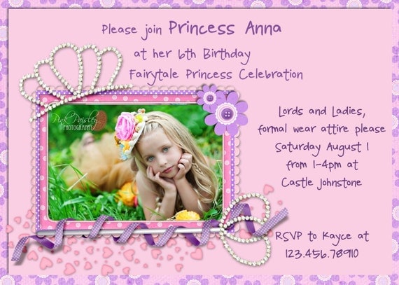 Princess Birthday Invitation - Pink Princess Tiara - Photo You Print Il_570xn