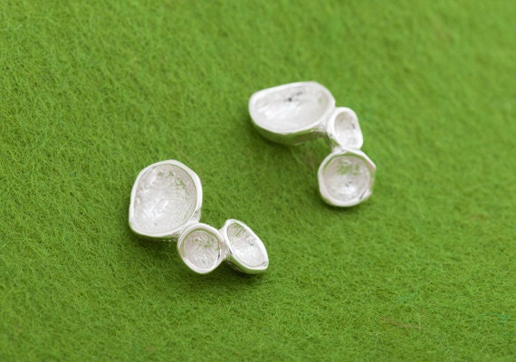 Silver bubble earrings - Japanese natural design - Three dimensional organic bubble motif - ateliershinji