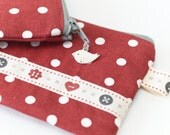 Red Polka Dot Coin Purse Buttons and Birds