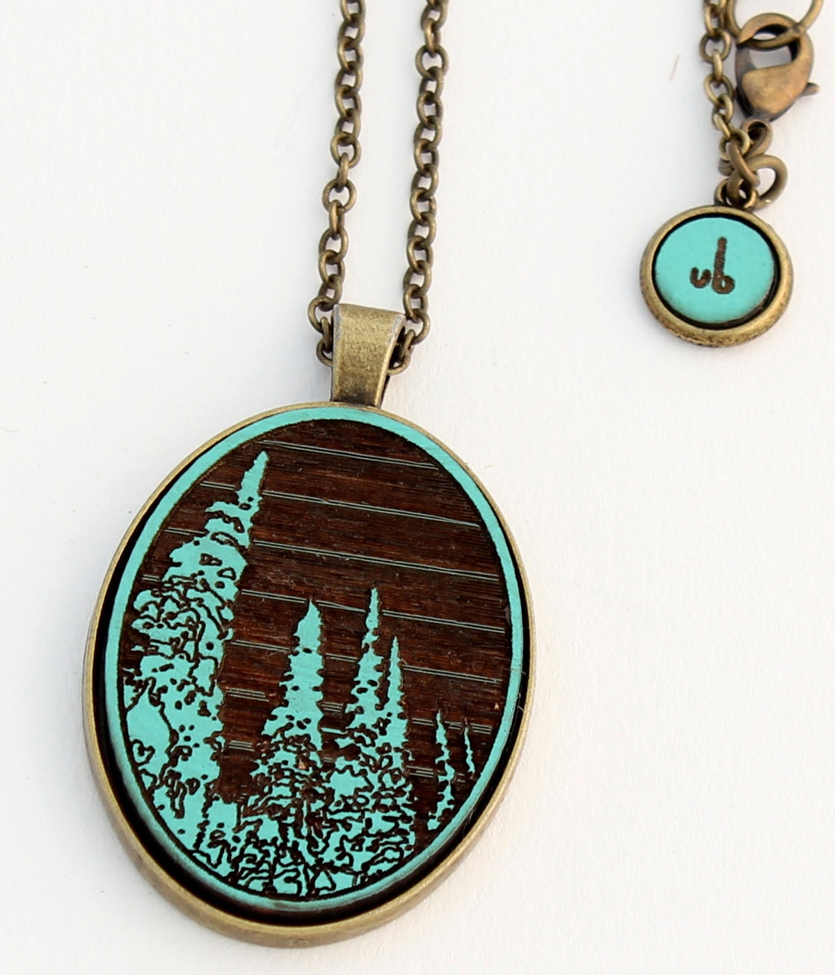 Tree Necklace - Sol Mountain - Laser Cut and Etched - Turquoise