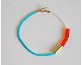 Beaded Colorblock Bracelet in Turquoise and Coral, The Bellatrix