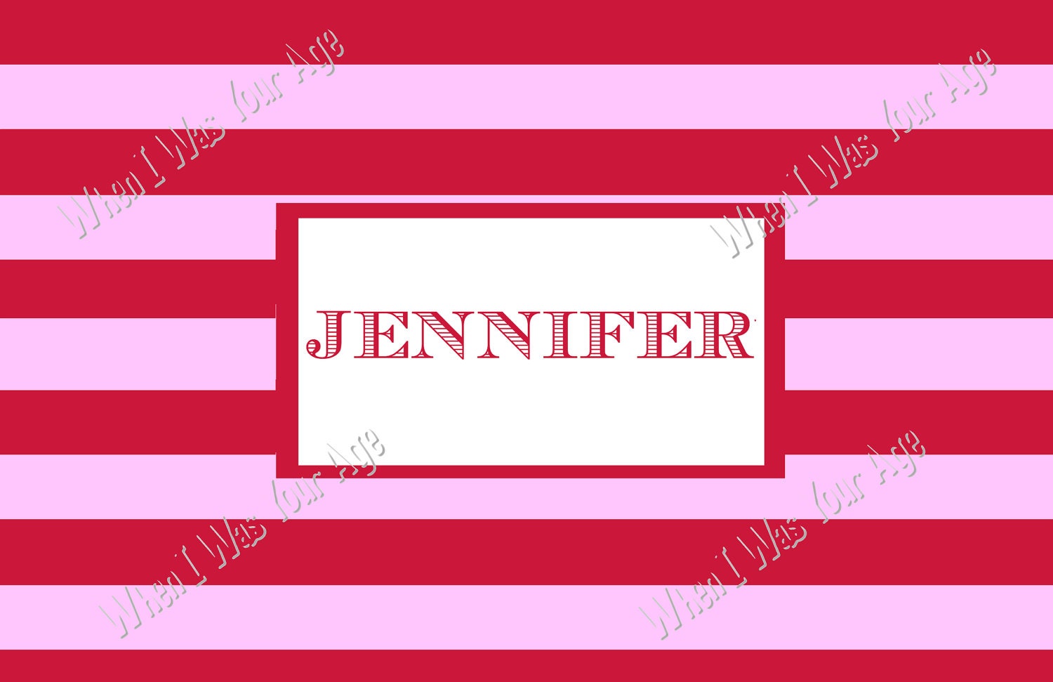 Red and Pink Stripe Personalized Placemat Il_570xn