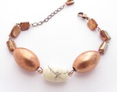Copper, Shell, and Stone Bracelet, Adjustable Length