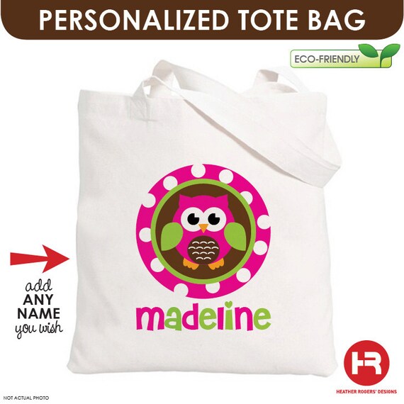 Girl Owl Tote Bag - Personalized Tote Bag - Owl Treat Bag Girl Owl Tote Bag - Personalized Tote Bag - Owl Treat Bag