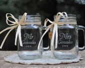 Mason Jars Personalized Mugs with choice of fonts