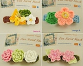 Crochet-covered barette clip with 3D designs -- choose TWO from four -- custom make possible