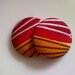 Large 1 1/2" - African Print Button Studs Red, Orange & Silver Sunset Ltd Edition