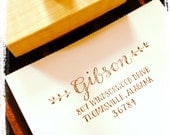 CALLIGRAPHY ADDRESS STAMP - Last Name & Return Address - Script, Block Caps - Custom, Wedding Envelopes - Wooden Handle