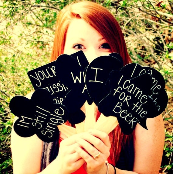 Wedding Photobooth Photo Prop Chalkboards - Set of 6 -Includes One Chalk Marker - Fast Shipping