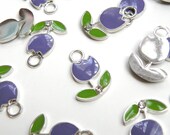 10 Purple enamel tulip flower charm with green leaves & rhinestone 24x16mm FCW18743