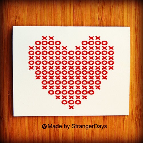 Valentine Card " xoxo heart" Greeting card. I love you card.