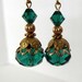 Teal Earrings, Teal Crystal Earrings, Teal Beaded Earrings, Fall, Autumn, Bridesmaid Earrings, Bridal Earrings, OOAK